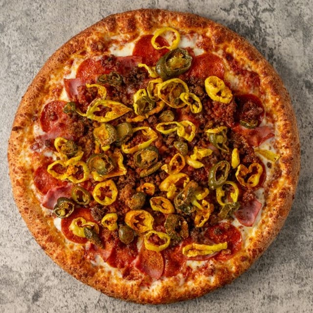Meat Feast Firehouse Pizza.