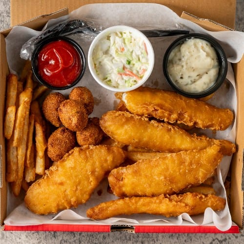 Battered Cod Fish Dinner.